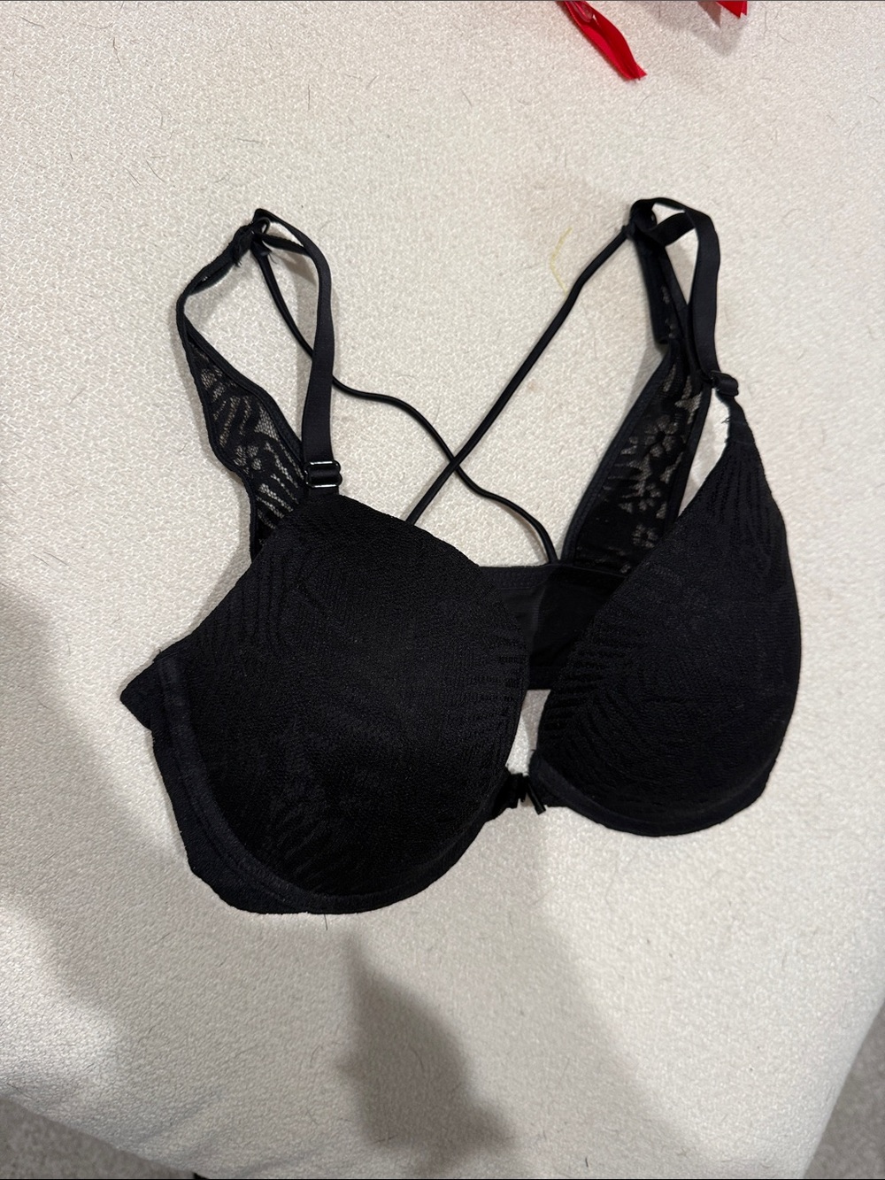 Pink Black Lace Push-Up Bra - Women Intimates